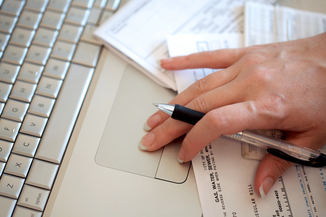 Person paying bills online